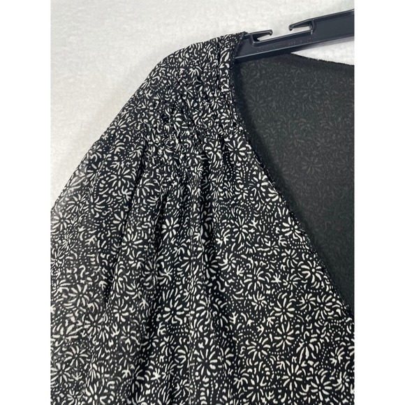 Motherhood Maternity Blouse Floral Print Long Sleeve‎ Sheer Black Top 3X Women - Picture 3 of 11